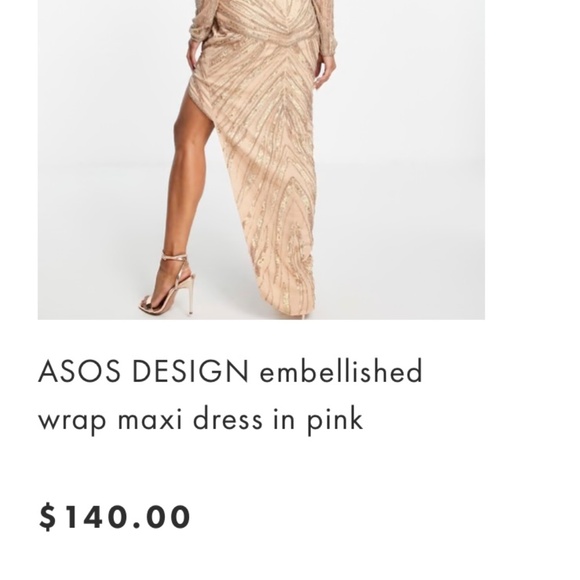 Sequin and bead Embellished wrap formal dress - Picture 4 of 7